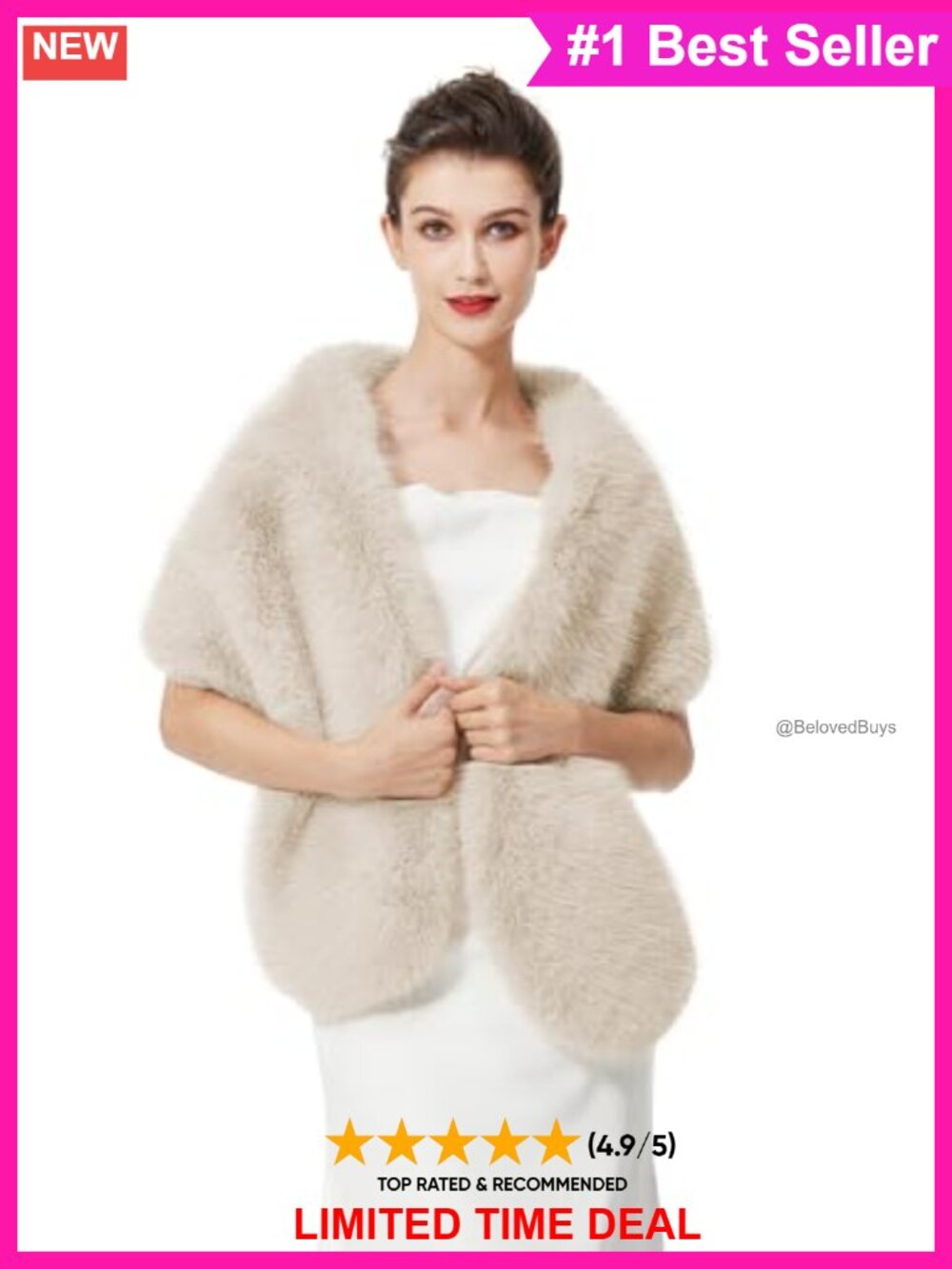 Faux Fur Shawl Stole Wrap for Bridal Wedding Party